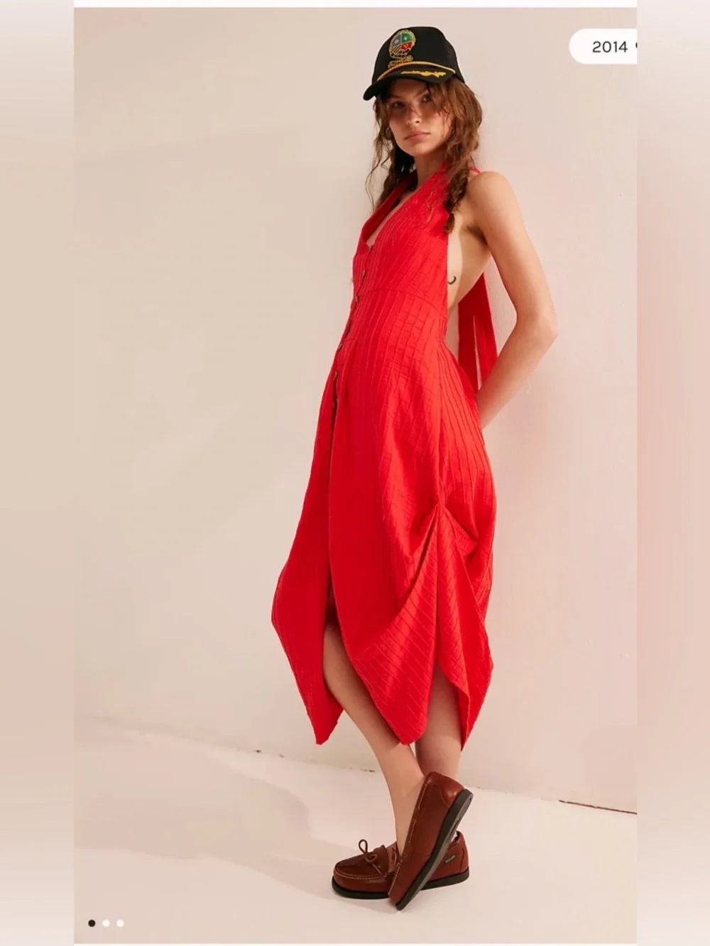 Free People Vintage Romance Bustle Midi Dress Size Medium - Picture 1 of 9